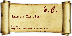 Haiman Cintia névjegykártya